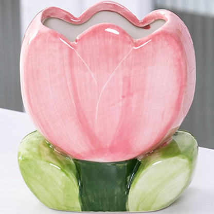 Pen Holder for Desk Cute Toothbrush Holder Tulips Vase Decor Aesthetic Pencil Holder for Office Makeup Brush Holder Yellow Kawaii Desk Accessories Home Decor Birthday Gifts for Women