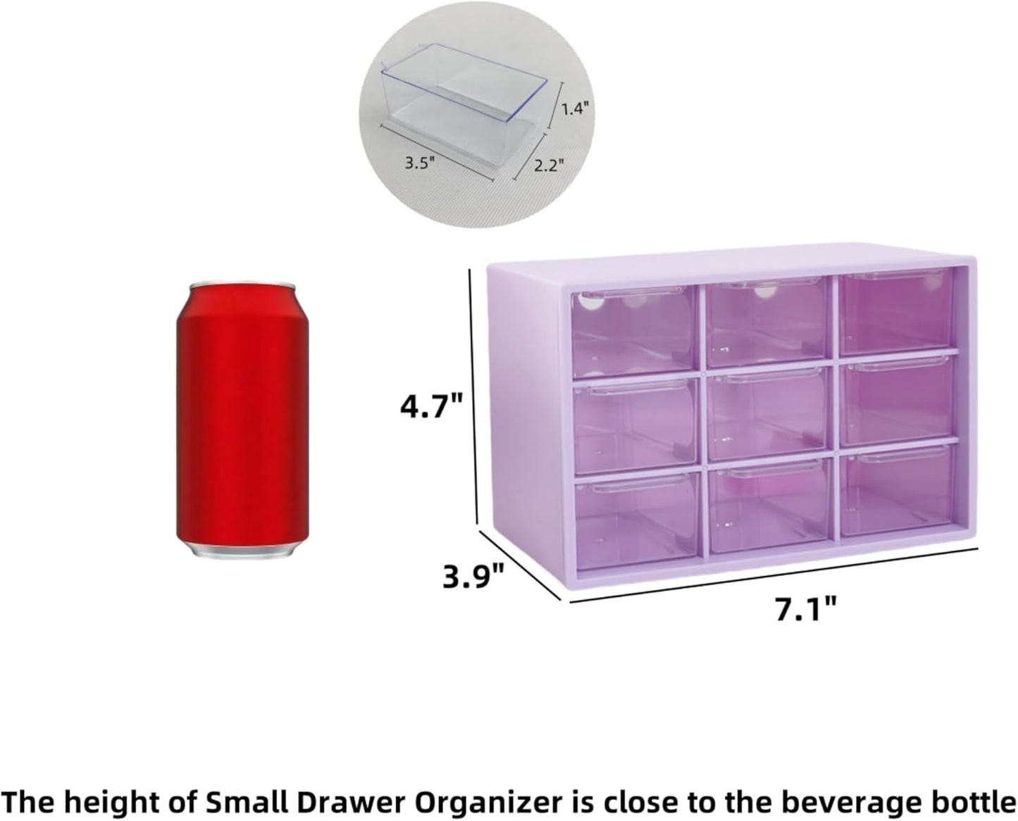 Feadily 4PCS Small Drawer Organizer for Desk, Desktop Drawer Organizer with 9 Clear Drawers, Plastic Desktop Storage Drawers 7.1 Inch x 3 .9 Inch x 4.7 Inch, White
