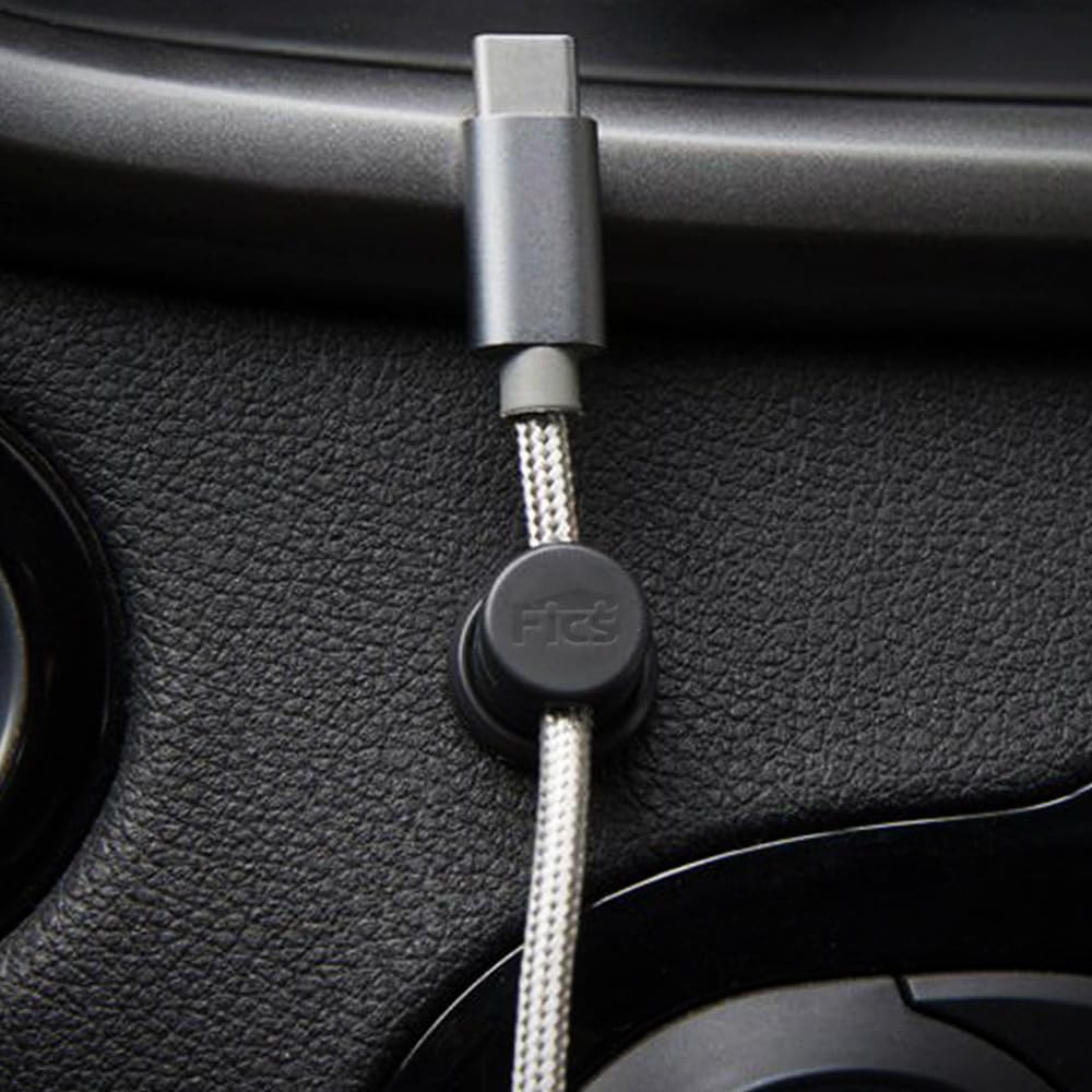 FICS Magnetic Cable Organizer Clips — 4PCS Adhesive Cord Holder for Desk, Wall, Car & Home Cable Management, White