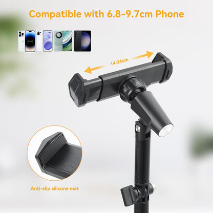 UTEBIT Adjustable Phone Stand for Desk, 11.8''-17.7''Height Adjustable Phone Holder for Desk Recording, Retractable Cell Phone Tablet Stand Holder for 5.5''-9.5''Screen iPhone 17 16 15 Pro Max Android
