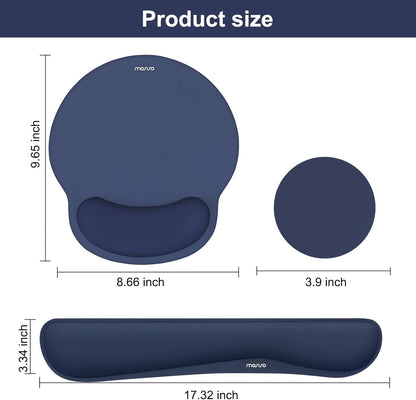 MOSISO Wrist Rest Support for Mouse Pad&Keyboard Set, Streamline Ergonomic Mousepad&Coaster Non-Slip Base Home/Office Pain Relief&Easy Typing Pad with Soft Cloth&Silicone Lining, Antique Green