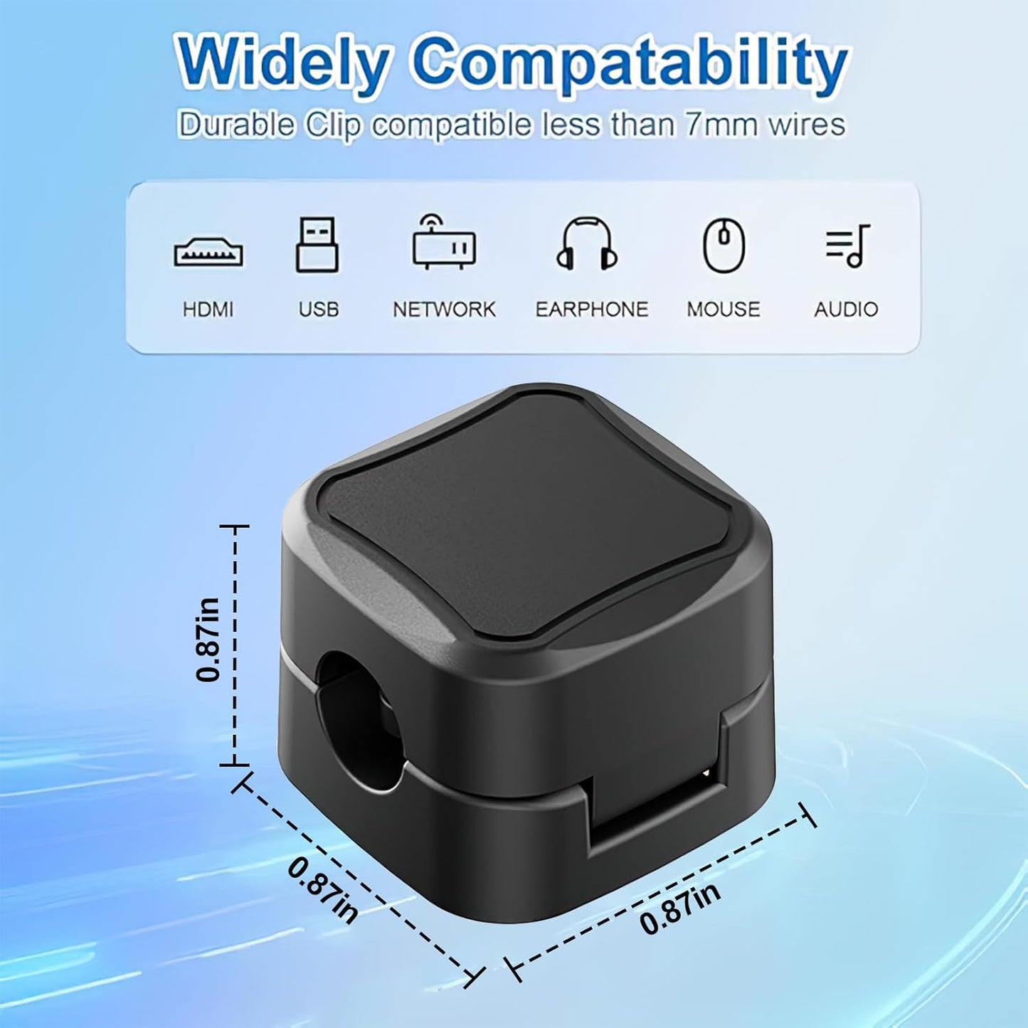12 Pack Magnetic Cable Clips, Desk Cable Management Clips, Cord Organizer for Home Office Desk Phone Car Wall Desktop Nightstand -Black