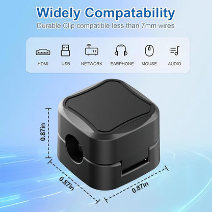 12 Pack Magnetic Cable Clips, Desk Cable Management Clips, Cord Organizer for Home Office Desk Phone Car Wall Desktop Nightstand -Black