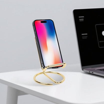 Phone Stand for Desk, Sturdy Metal Gold-Plated Phone Stand for Office Desk, Hands-Free Phone Charging Holder for Phone Calling and Watching Videos