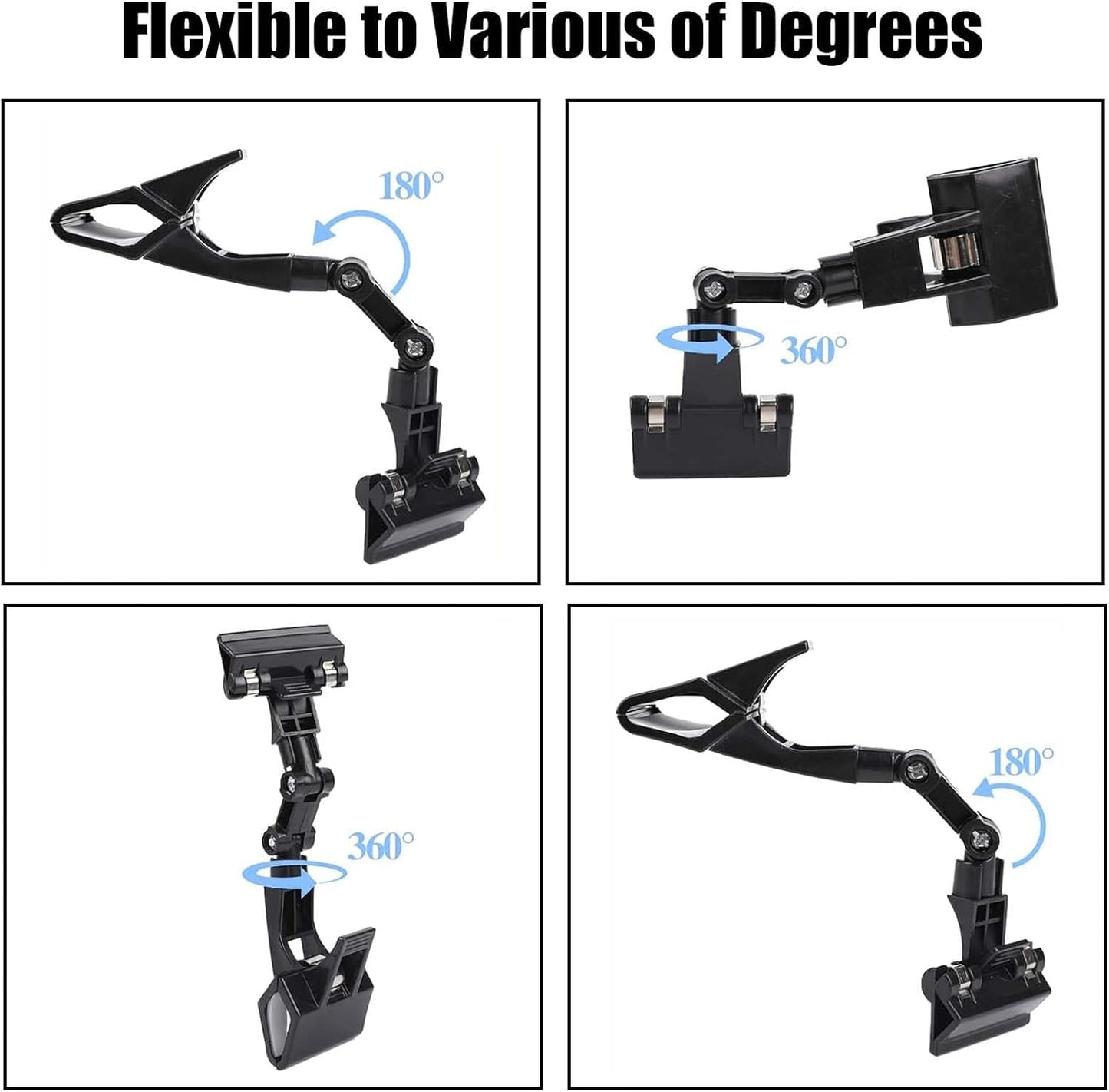 Adjustable Document Holder for Typing, Multi-Purpose Paper Holder Stand for Desk, Flexible Copy Holder Clip for Computer, Drawing, and Advertising Use (2 Pack, Black)