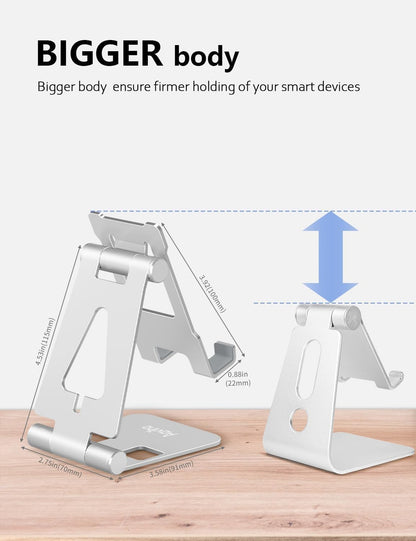 Aoviho Cell Phone Stand for Desk, Adjustable Desktop Phone Holder Stand, Foldable Moblie Phone Dock for iPhone17 16 15 14 13 12 11 Pro Xs Max Xr X 8 7 6 5 5s SE Nintendo Switch All Phones, Pink