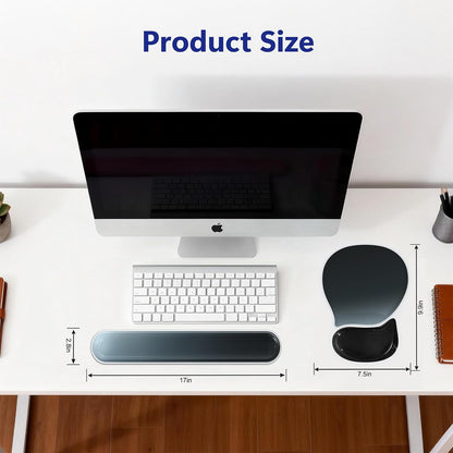 AKIT Ergonomic Mouse Pad and Keyboard Wrist Rest Set, Gel Memory Foam Wrist Rest with Non-Slip Base, 3-in-1 Mousepad Set for Pain Relief, Desk Accessories for Gaming, Home, Office(Black)