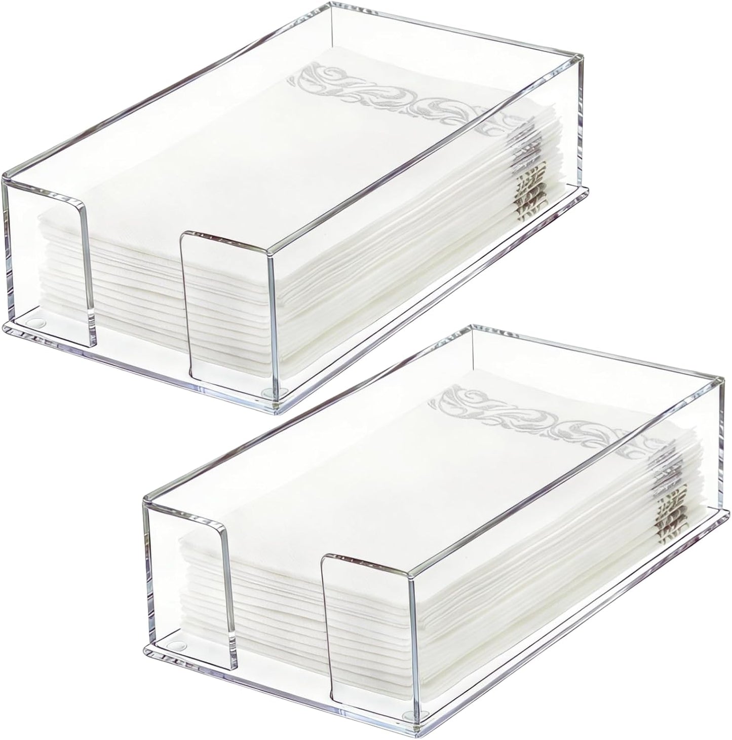 Cididu 2 Pack Acrylic Napkin Holder for Table, Clear Guest Paper Hand Towel Holder for Bathroom Countertop, 0.12'' Thickness Paper Napkin Dispenser Organizer Tray for Parties, Weddings, Party, Hotel