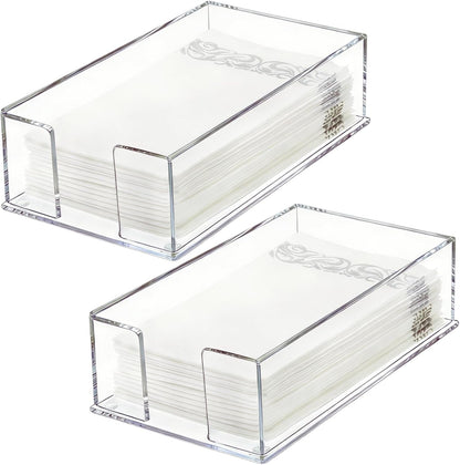Cididu 2 Pack Acrylic Napkin Holder for Table, Clear Guest Paper Hand Towel Holder for Bathroom Countertop, 0.12'' Thickness Paper Napkin Dispenser Organizer Tray for Parties, Weddings, Party, Hotel