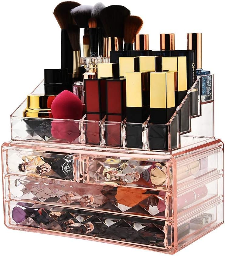 ZHIAI Stackable cosmetic organizer with drawers, easy to organize cosmetic products accessories Suitable for vanity, toilet, bathroom and bedroom organization and storage