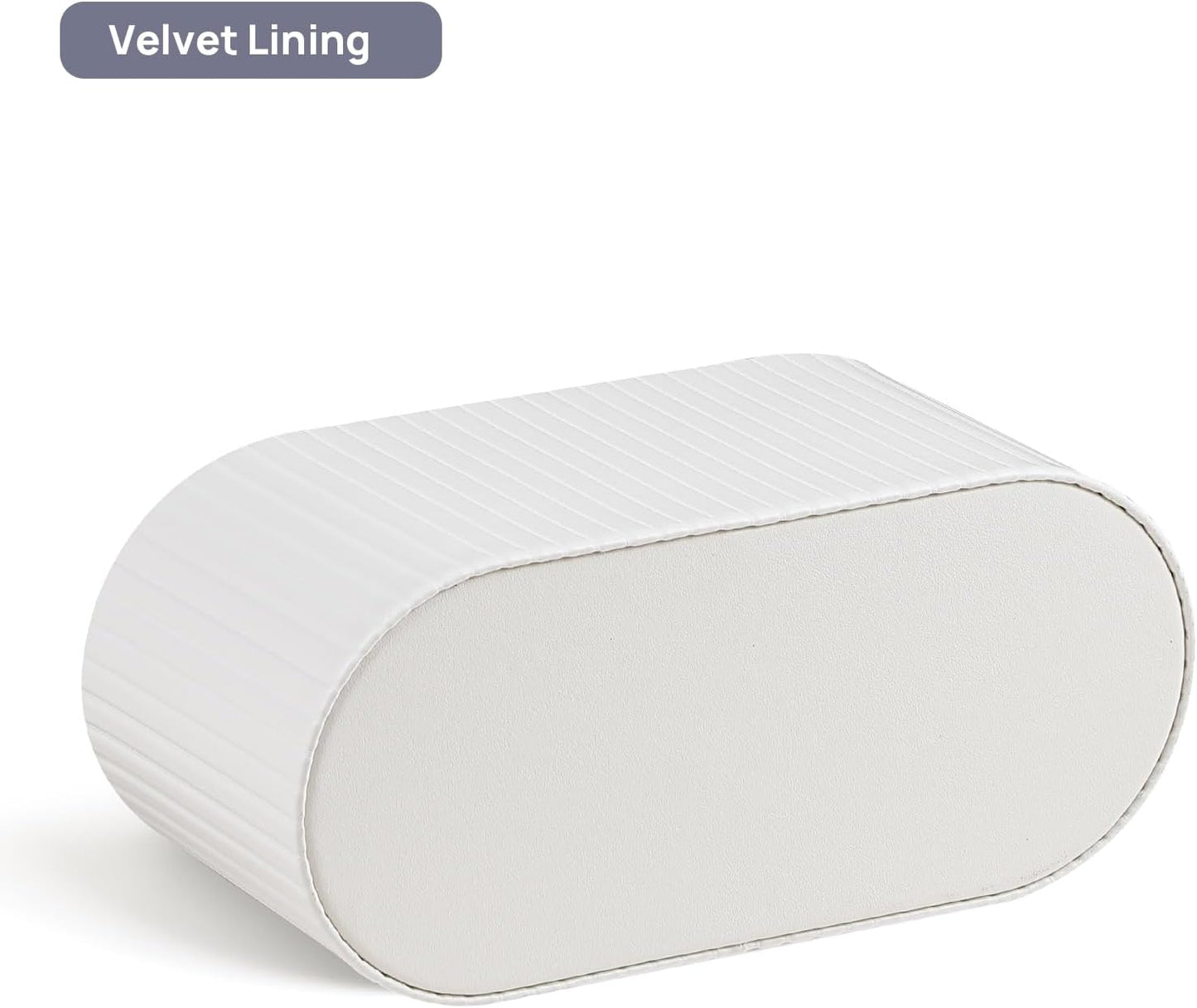 Oval Pen Holder for Desk, Remote Control Holder with 3 Compartments, PU Leather Small Desk Organizer Remote Caddy, Aesthetic Pencil Holder Desk Accessories for Home Office (Ivory)