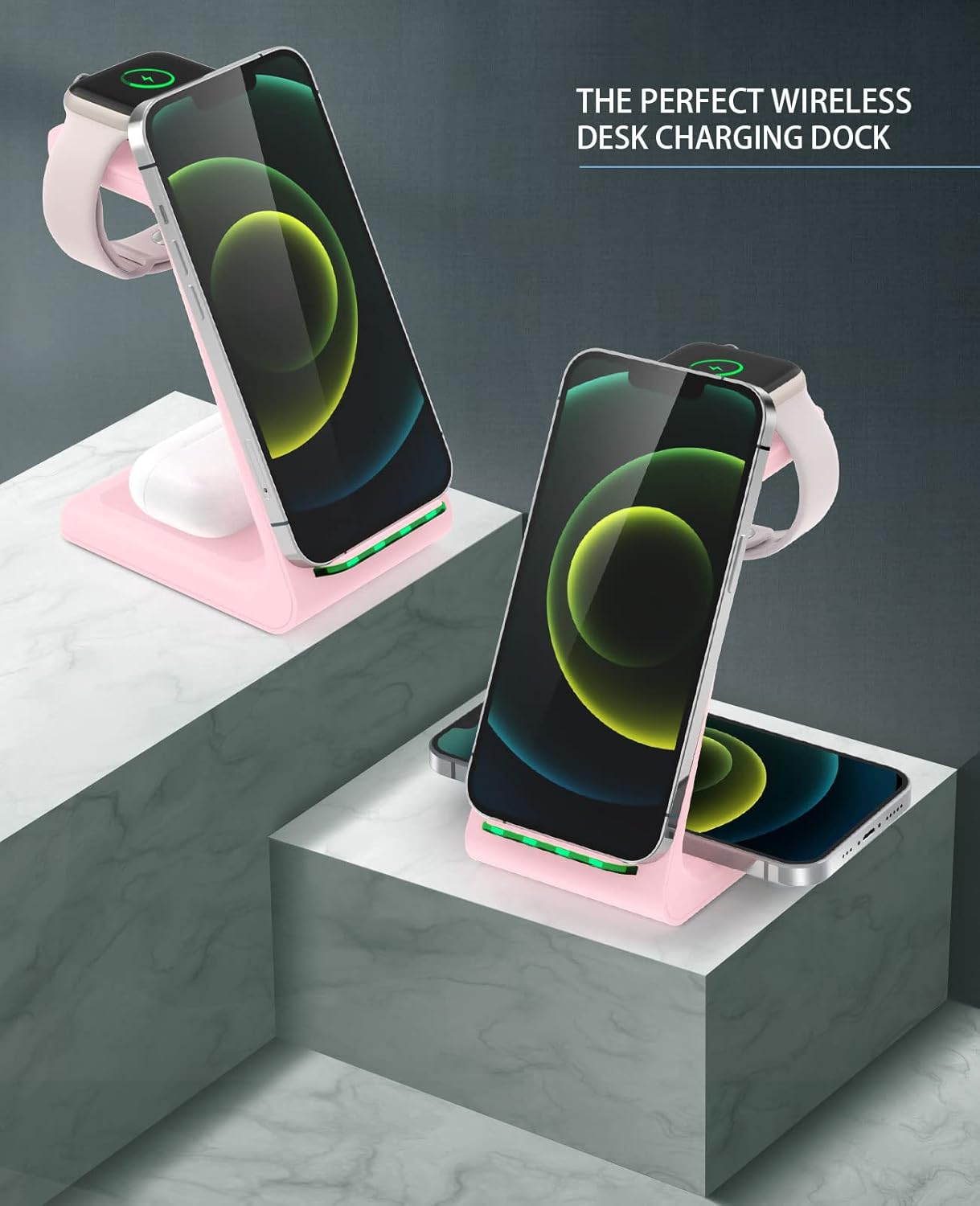 3 in 1 Wireless Charging Station, 2026 Upgraded Fast Desk Charger Station for iPhone 17 16 15 14 13 12 Pro Max Plus, Charger Stand for Apple Watch 10 9 8 7 6 5 4 3 2 SE, Airpods 4 3 2 Pro(Black)