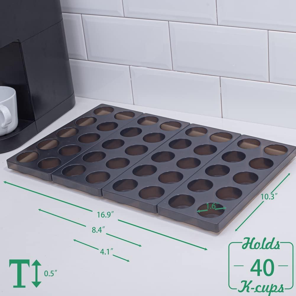 Coffee Pod Storage Organizer for Kitchen Drawer Holders 20 K CUP, Premium Plastic Tray With Non-slip mat