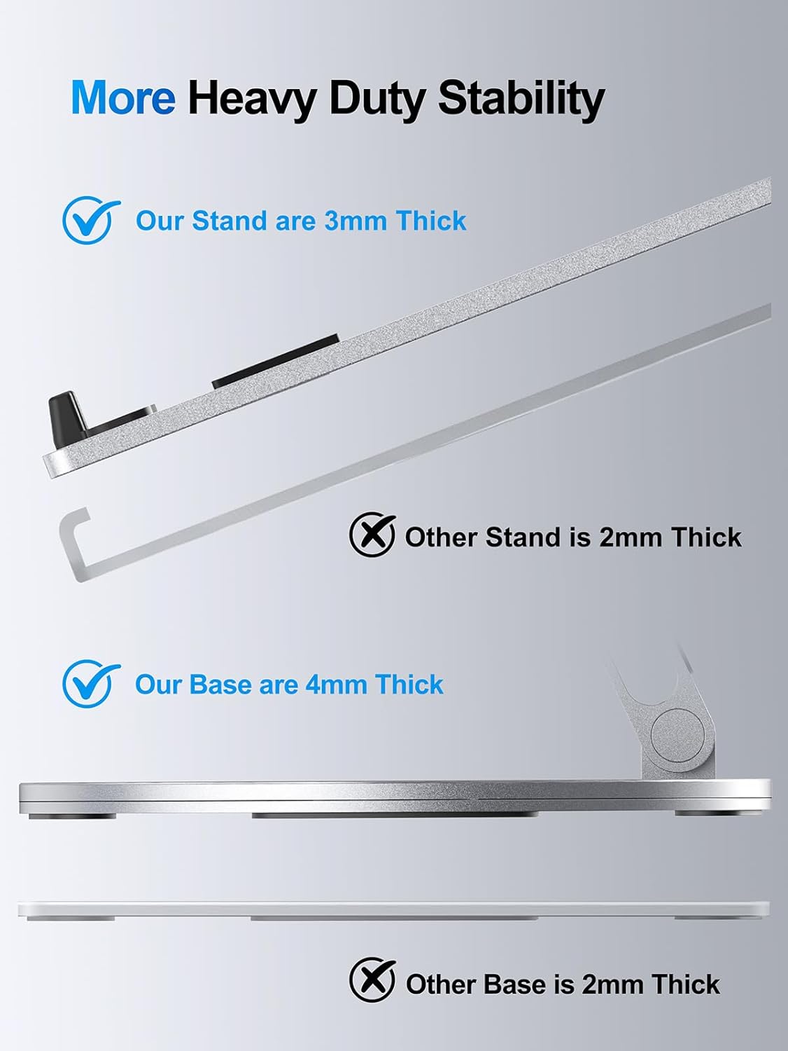YICOSUN Adjustable Laptop Stand for Desk - 360° Rotating Ergonomic Riser with Aluminum Cooling Vents & Sturdy Construction for 10-16 Inch MacBook Pro/Air, Foldable Portable for Office & Home - Gray