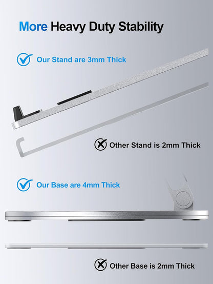 YICOSUN Adjustable Laptop Stand for Desk - 360° Rotating Ergonomic Riser with Aluminum Cooling Vents & Sturdy Construction for 10-16 Inch MacBook Pro/Air, Foldable Portable for Office & Home - Gray