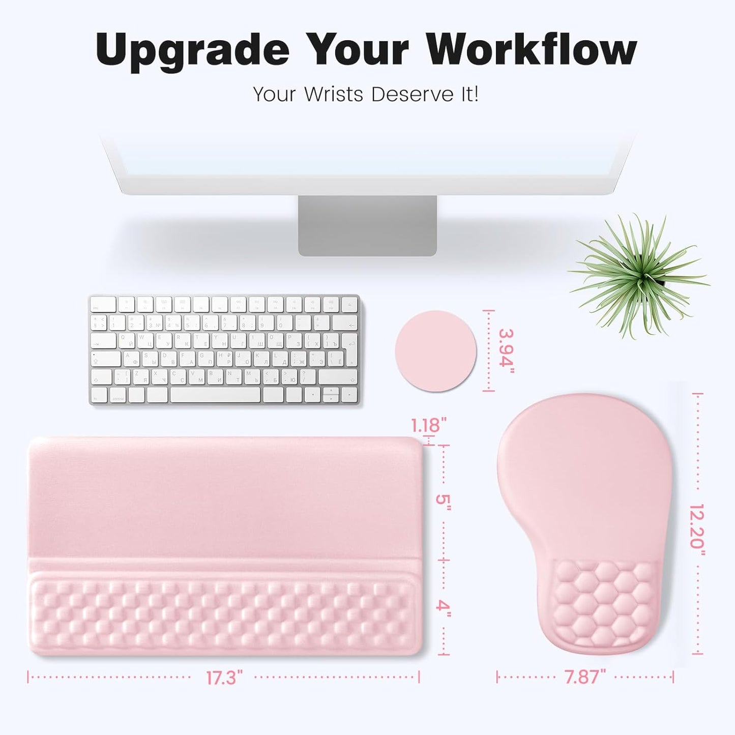 Ospelelf Ergonomic Mouse Pad and Keyboard Stand Wrist Rest Set, Memory Foam Comfort, Pain Relief for Typing, Office Desk Accessories, Moonlit Blossoms