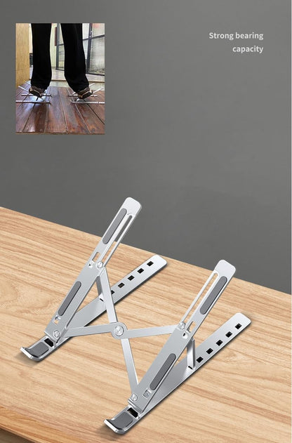 Adjustable Laptop Stand - Aluminum Foldable Portable Computer Riser for 10-15.6 Inch Laptops, Ergonomic Design with Storage Bag, Compatible with MacBook Air/Pro, HP, Dell, Lenovo (Silver)