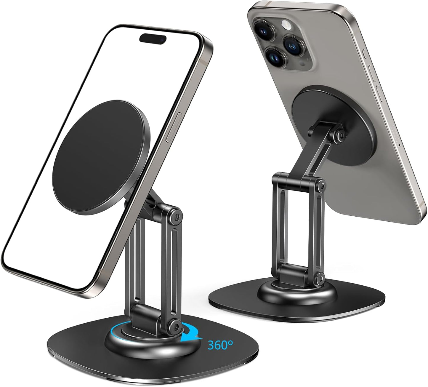CreaDream Magnetic Phone Stand, MagSafe iPhone Stand Holder for Desk with 360° Rotating Metal Base, Foldable Cell Phone Stand Compatible with iPhone 17 16 15 14 13 12 Pro Max and MagSafe Case