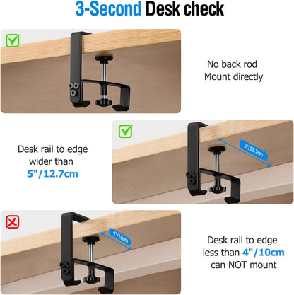 Under Desk Cable Management Tray, 36-Inch Heavy Duty No-Drill Clamp & Screw Mount Cord Organizer, Holds Power Strip & Large Adapters for Home Office, Gaming Desk, Study Room