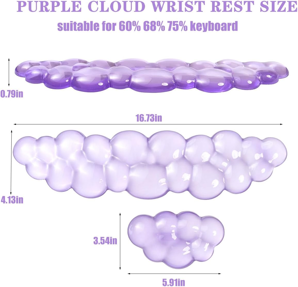 Clear Gel Wrist Rest for Keyboard and Mouse, Green Silicone Mouse Wrist Rest Set, Cute Ergonomic Wrist Rest for Keyboard 60%/75%(Green)