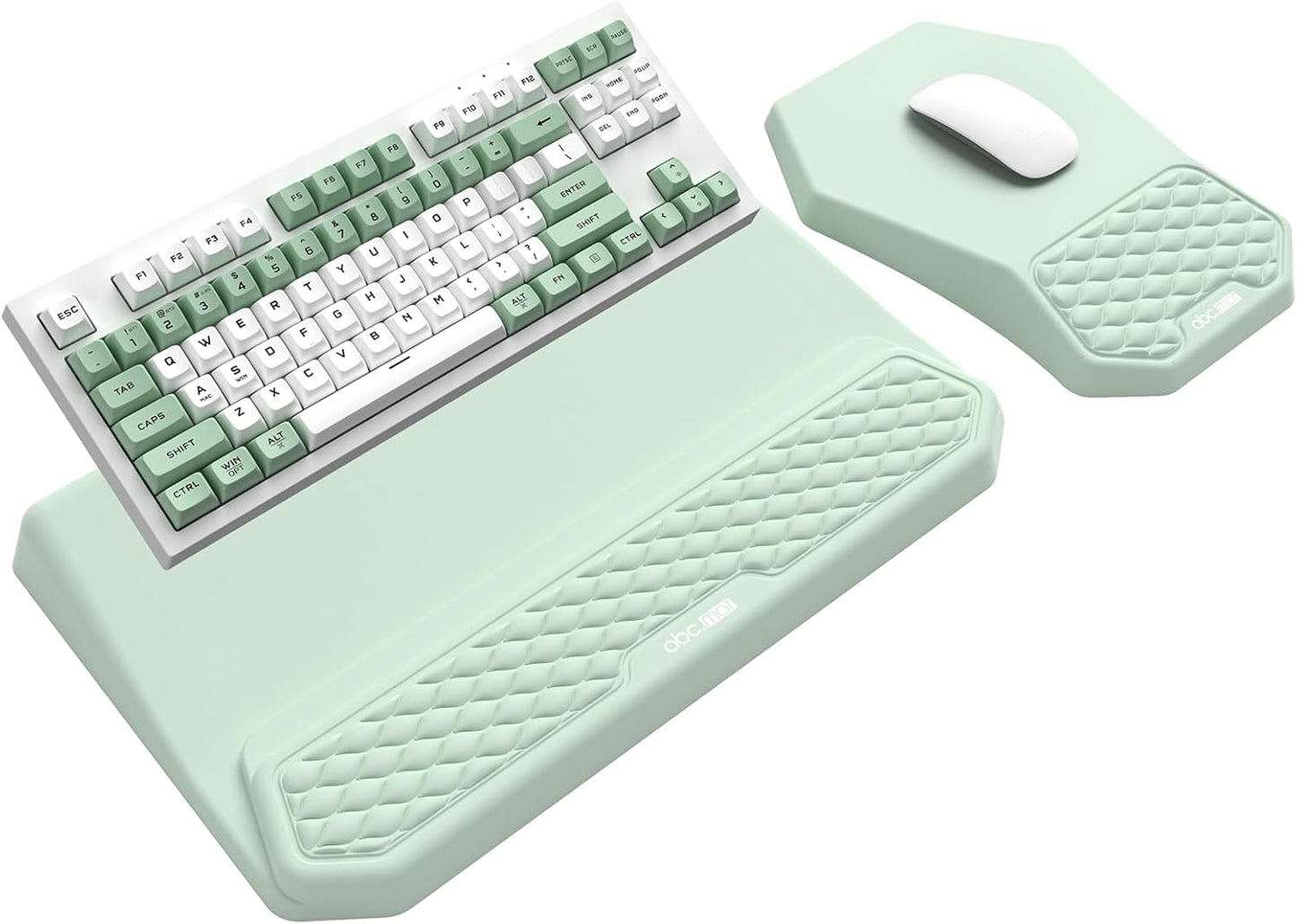 3-in-1 Ergonomic Keyboard Stand with Wrist Rest & Mouse Pad Set, Comfy Keyboard Riser Holder Soft Mousepad with Massage Design, Memory Foam and Non-Slip PU Base for Pain Relief, Black