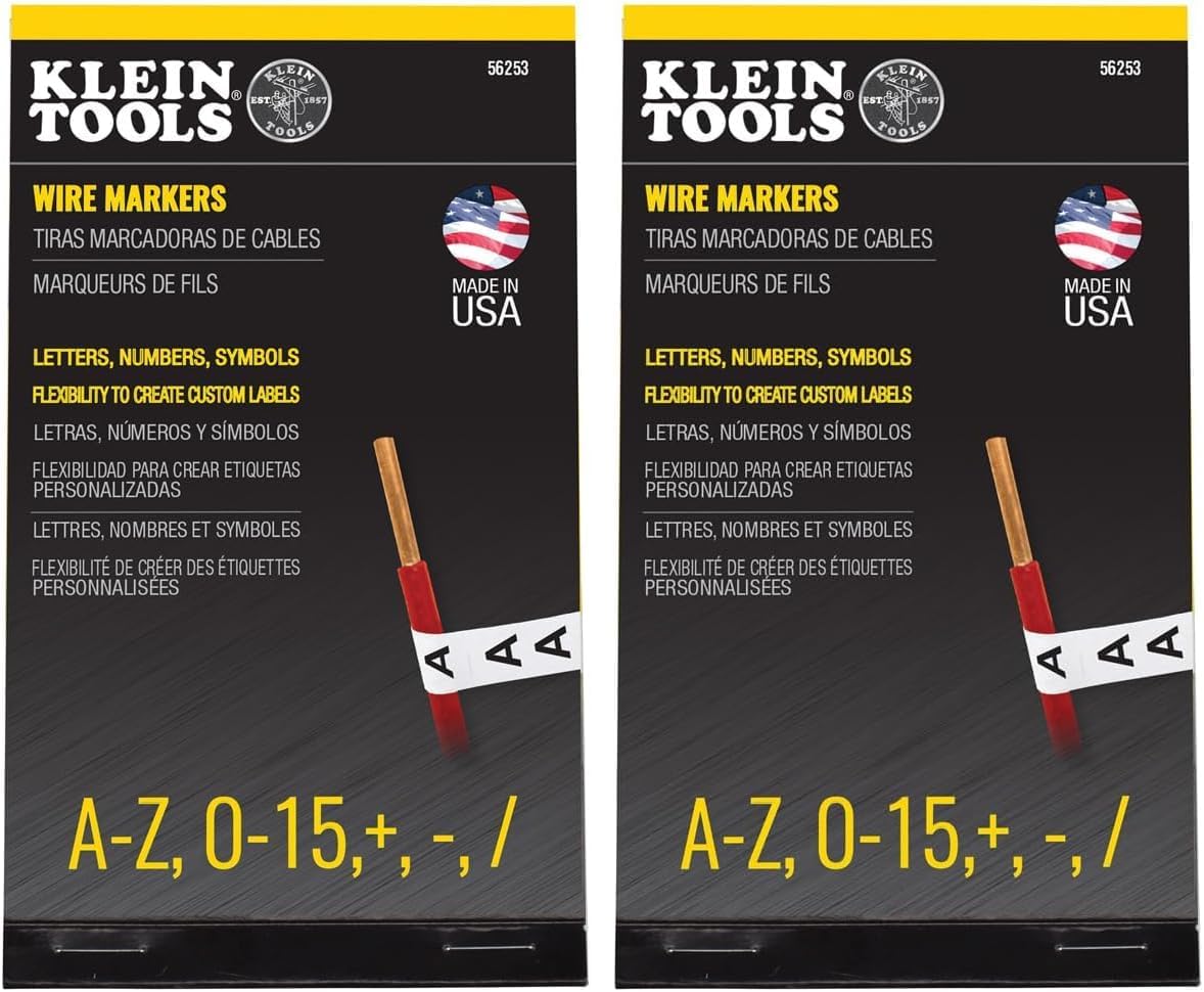 Klein Tools 56250 Wire Marker Book for Cable Management, Electric Panel Organization Wire Label Stickers, Numbered 1-48