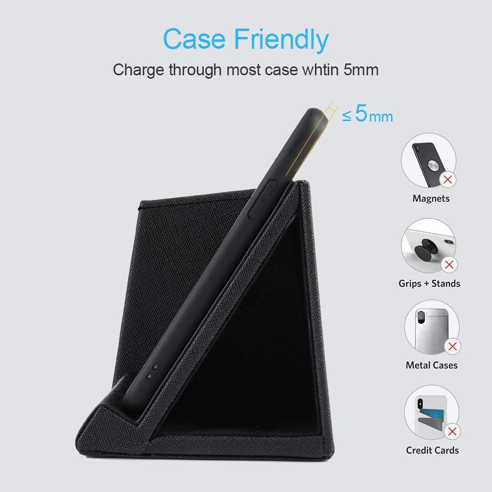 COSOOS Fast Wireless Charger with Desk Organizer, Desk Phone Charger Compatible with 15/15 Pro/15 Pro Max/14/13/12/11/XS/8 Plus, Galaxy S21/S20+/S10/Note 10/Note 9/(No AC Adapter)