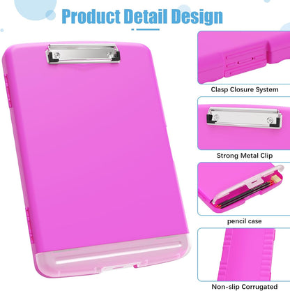 Hongri Clipboard with Storage with Pen Holder, Folder Nursing Clip Board 8.5 x 11 Foilo-Side Opening, High Capacity, Light Weight for Teachers, Classroom. Size 14 x 9.6 x 1.2 in(Pink)