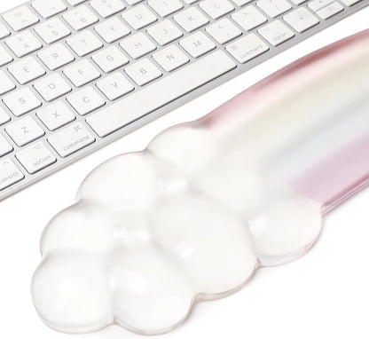 MEGREZ Clear Gel Wrist Rest for Keyboard and Mouse, Cute Crystal Gel WristRest, Ergonomic Wrist Rest Set, Cloud Wrist Rest Keyboard, Pink