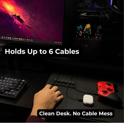 Magnetic Cable Organizer Kit (17-Piece) – Desk Cable Management Set with Magnetic Base & Adhesive Clips – Holds 6 Cables – Reusable Cable Ties for Office, Home & Gaming Setup