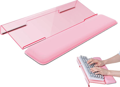 Laborio Computer Keyboard Wrist Rest Stand for Desktop, Keyboard Holder for Easy Typing with Wrist Pad for Office Desk, Home, School (Pink)