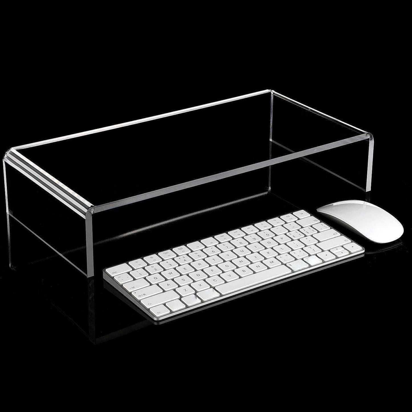 Jetec 2 Pcs Acrylic Monitor Stand Desktop Video Acrylic Monitor Riser Desk Shelf Computer Stand for Laptop TV Computer Screen Desk Organizer Teacher's Day Supplies (Clear, 12 x 8 x 3 Inch)