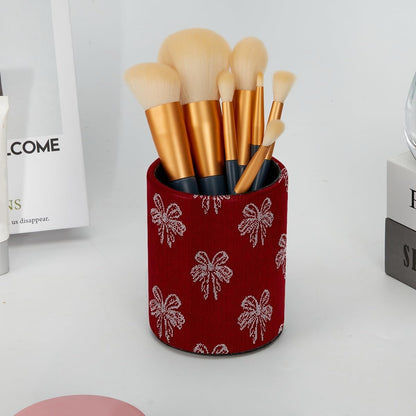 Leather Pen Holder for Desk, Love Cherry Pencil Organizer Pencil Cup Desk Decor Makeup Brush Holder Multifunctional Office Supplies for Home,Office, School
