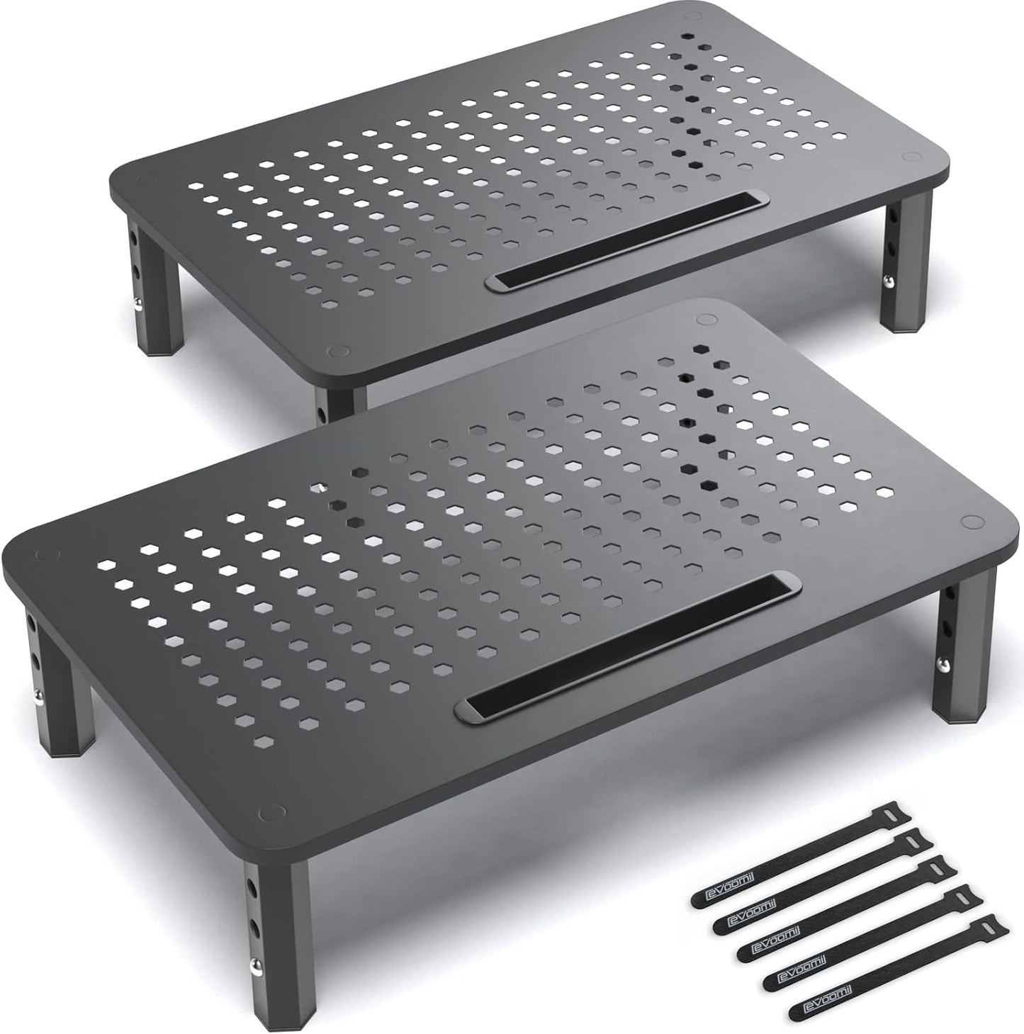 EVOOMI Monitor Stand Riser - Upgraded for Faster Productivity - Anti-Skid, HD Hexagonal Steel - Free Cable Ties - Computer Stand - Laptop, Desktop, Printer, iMac (Simple)