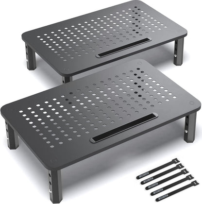 EVOOMI Monitor Stand Riser - Upgraded for Faster Productivity - Anti-Skid, HD Hexagonal Steel - Free Cable Ties - Computer Stand - Laptop, Desktop, Printer, iMac (Simple)