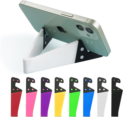 3 Pack Portable Cell Phone Stand for Desk, 【Upgraded Material】 Universal Pocket-Sized Foldable Small Mobile Phone Holder, V Smartphone Kickstand Mount Compatible with iPhone IPads Kindle Android-Black