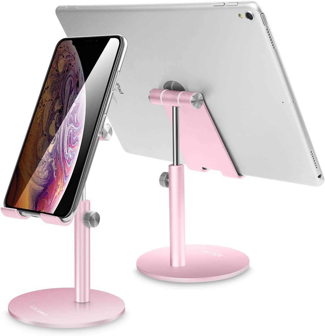 AICase Telescopic Adjustable iPad Holder,Universal Multi Angle Aluminum Stand Compatible with iPhone Smart Cell Phone/Tablet/iPad(4-13 inch), Silver
