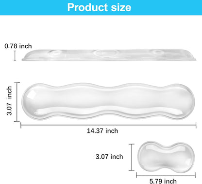 MOSISO Gel Keyboard Wrist Rest&Wrist Support for Mouse, Ergonomic Wrist Pad Soft Cooling Gel Pain Relief Easy Typing Pad Non-Slip Computer Laptop Wave Shaped Home/Office Wrist Cushion, Transparent
