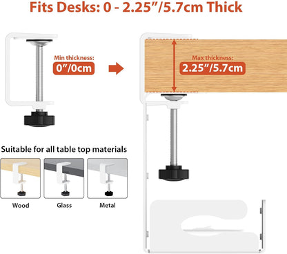 Univivi Under Desk Cable Management Tray - 32" Steel Cord Organizer, No-Drill C-Clamp & Screw Mount for Office/Home, Effortless Wire Management (Black)