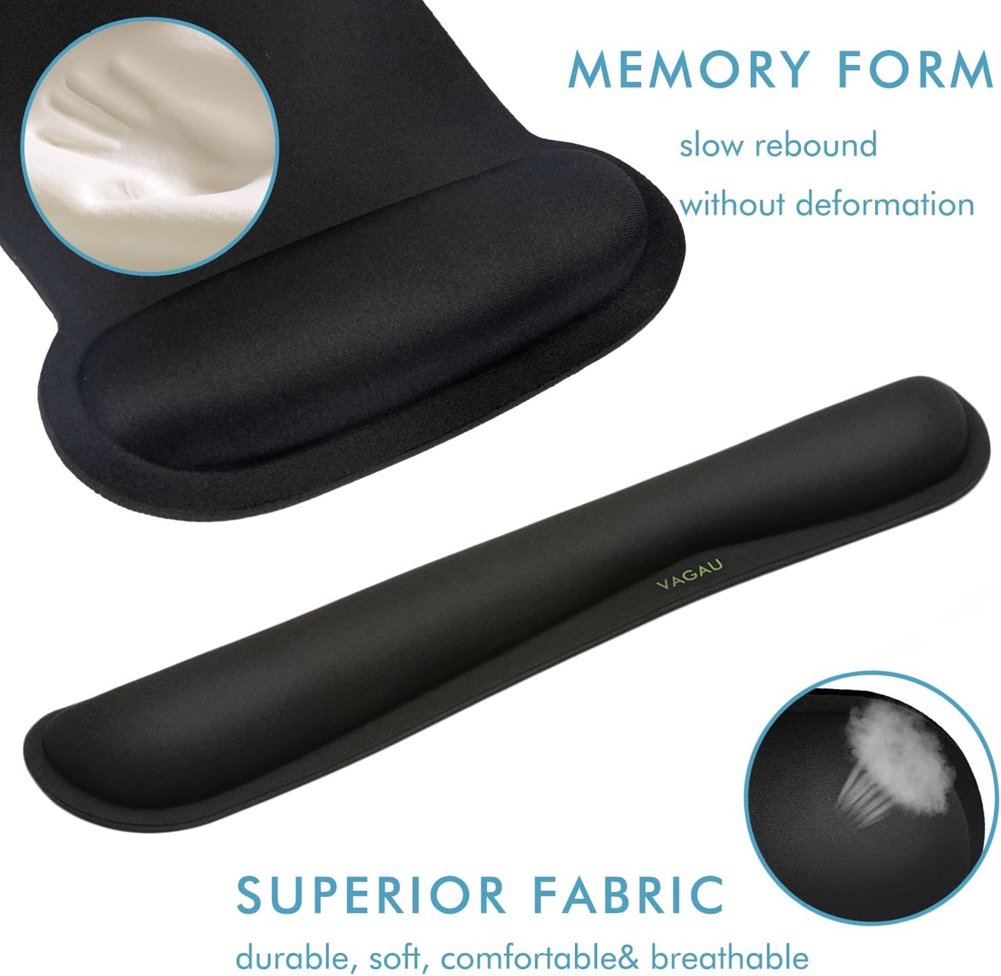 Comfy Mee Premium Memory Foam Keyboard and Mouse Wrist Rest Pads Set- for Comfortable Typing &Wrist Pain Relief (Pack of 2)