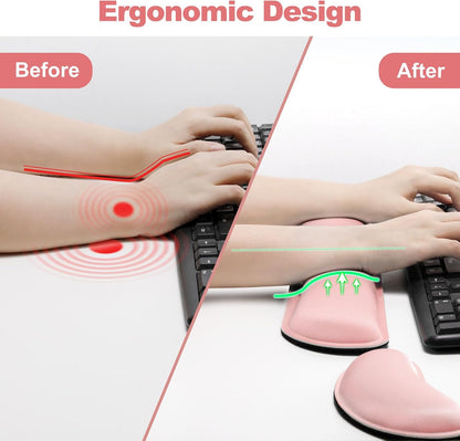 Gimars Upgrade Enlarge Silky and Superfine Fabric Gel Memory Foam Keyboard Wrist Rest Set, Ergonomic Keyboard Mouse Wrist Support for Typing Pain Relief, Comfort for Office, Gaming, Computer