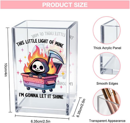 Everything is Figureoutable Acrylic Cosmetic Pencil Pen Holder Cup, Emotional Dumpster Fire Pencil Pen Holder Cup, Therapy Gifts, Mental Health Gifts for Women Colleague Boss Teacher