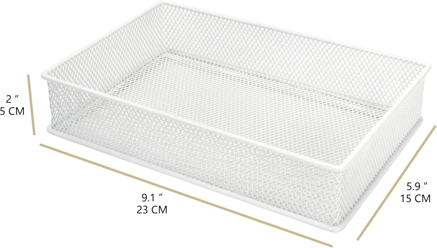Annova Stackable Mesh Drawer Cabinet and Shelf Organizer Bins Storage Basket School Office Supply Holder Tray- Set of 2 (Gold, 3x3x2 Inch)
