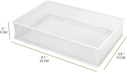 Annova Stackable Mesh Drawer Cabinet and Shelf Organizer Bins Storage Basket School Office Supply Holder Tray- Set of 2 (Gold, 3x3x2 Inch)