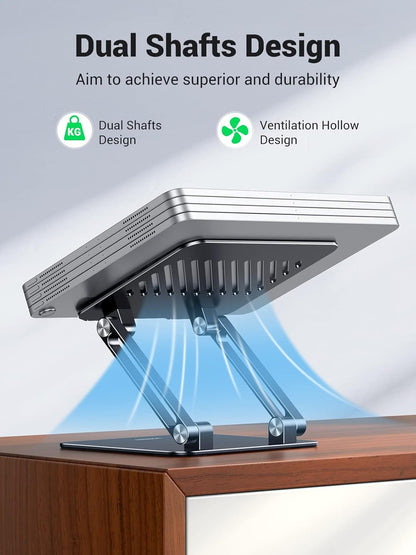 UGREEN Tablet Stand Holder for Desk Dual Rod Support Aluminum Tablet Holder Adjustable Multi-Angle Home Office Accessories Compatible with iPad Pro 13 12 11 10.5 Air Mini 5 4 3 2 Phone E-Reader Silver