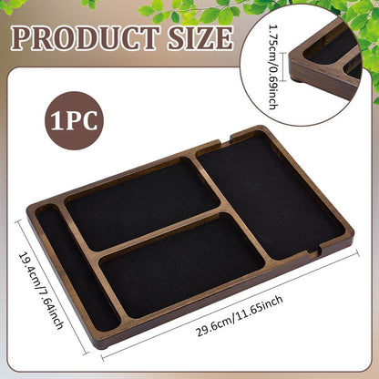 BENECREAT Wood Valet Tray, Black Wooden Catch All Tray, Tabletop Organizer for Key, Phone, Wallet, Watch, Earbud, Nightstand Storage Container, Watch Holder, 7.64x11.65 inches