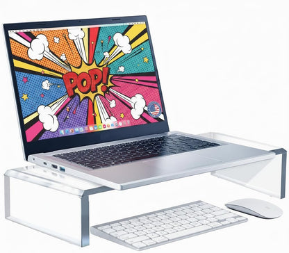 Azar 515360 Acrylic Monitor Stand Riser – Made in USA Laptop stand and Monitor Riser Acrylic Monitor Stand Riser Clear Laptop Stand for Desk Ergonomic Display Riser, Clear (21-Inch-Luxury Handcrafted)