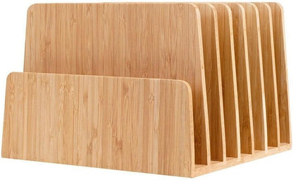 MobileVision Bamboo Desktop File Folder Organizer and Paper Tray, 7 Slots