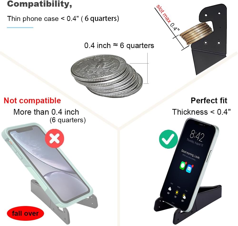 3 Pack Portable Cell Phone Stand for Desk, 【Upgraded Material】 Universal Pocket-Sized Foldable Small Mobile Phone Holder, V Smartphone Kickstand Mount Compatible with iPhone IPads Kindle Android-Black