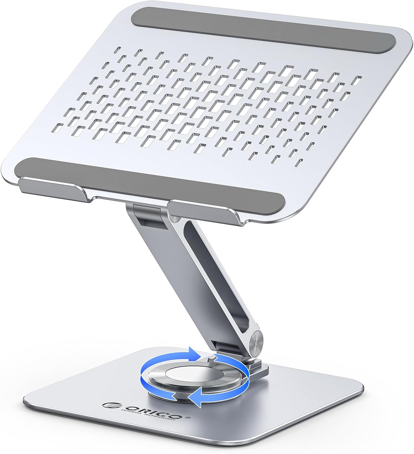 ORICO Adjustable Laptop Stand with 360° Rotating Base– Foldable Aluminum Alloy Laptop Holder for Desk, Compatible with MacBook Air/Pro, Dell, HP, XPS Laptops (13–17.3”) - ST10, Silver